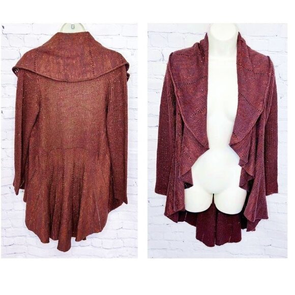 Belldini Sweaters - GORGEOUS BELLDINI COPPER BOWN SUBTLE SEQUIN CASCADING OPEN CARDI SWEATER - SMALL